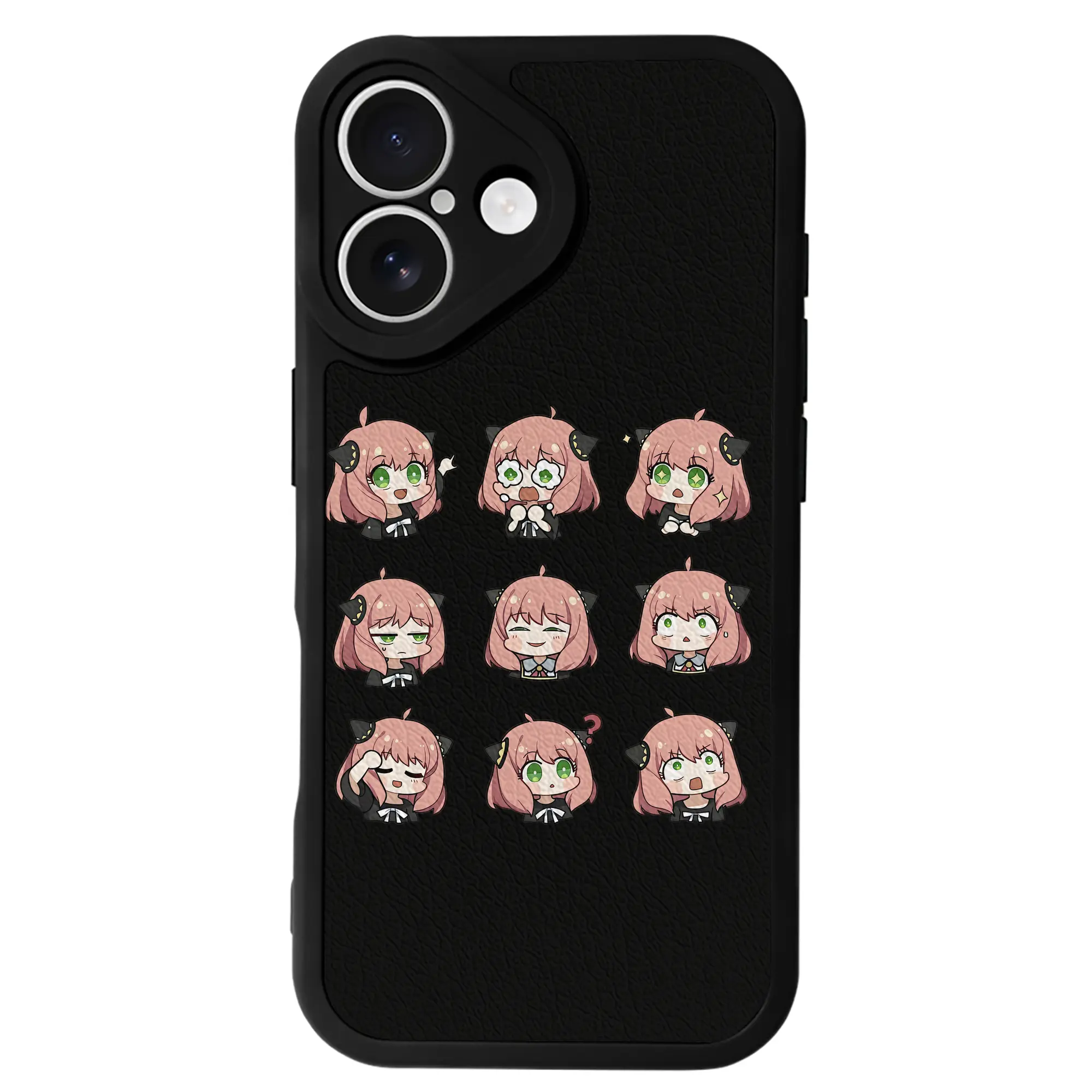 スパイファミリー グッズ,アーニャ・フォージャー（Anya Forger） - IPhone 16シリーズ対応 ・ シリコンスマホケース ・ レザー調 ・ 高精度フィット ・ 耐衝撃 ・ ワイヤレス充電対応 ・ 精密カット